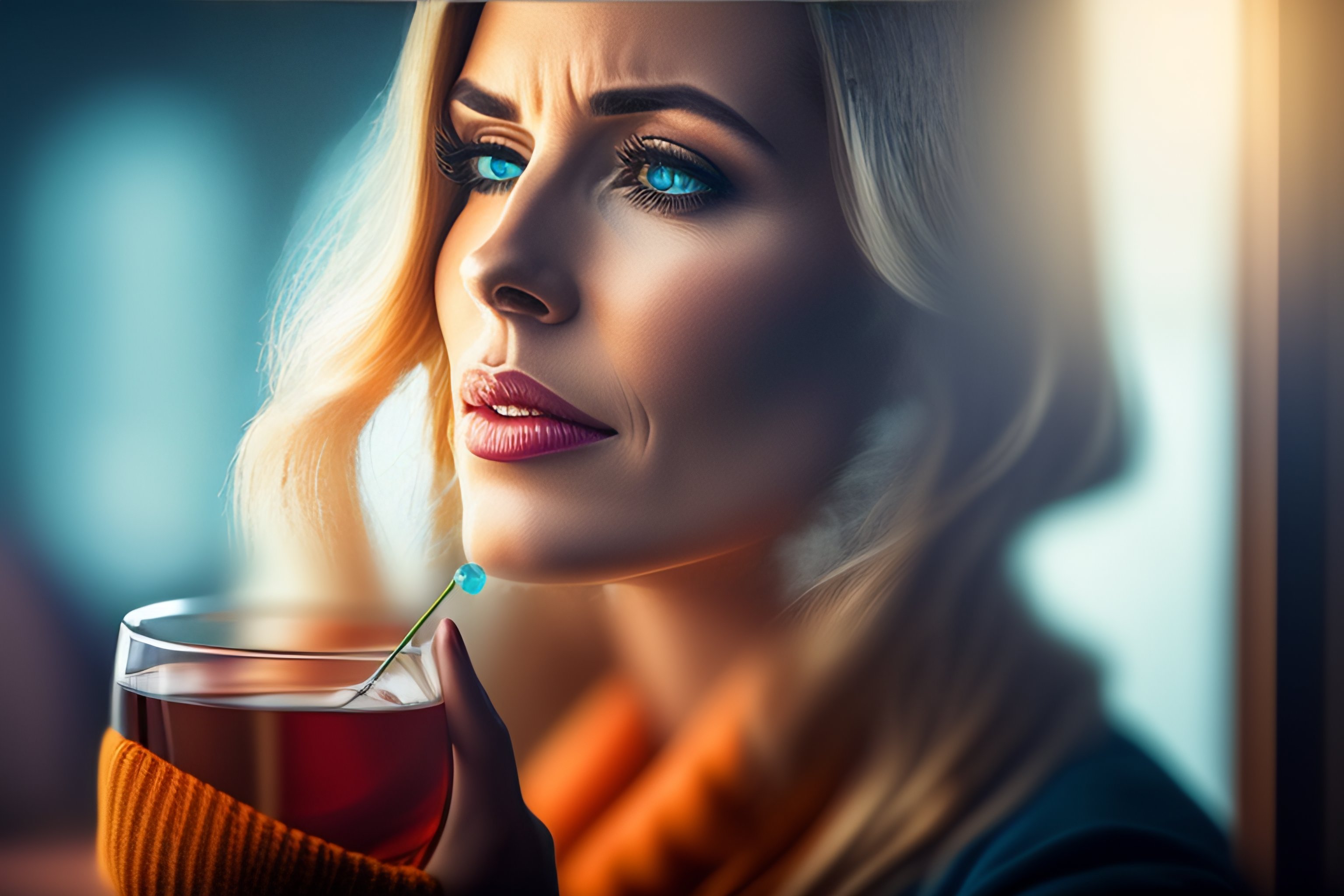 image of a woman holding a glass